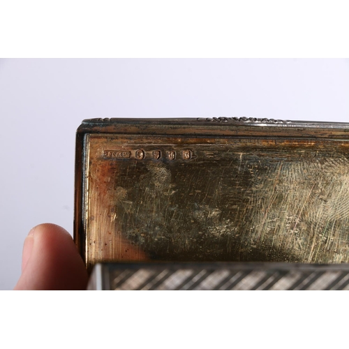 52 - Victorian antique silver snuff box of rectangular form, engraved with all over simulated tartan cheq... 