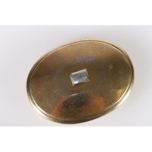 58 - Georgian antique silver gilt snuff box of oval shape, the rectangular hinged cover with 'Spectemur A... 