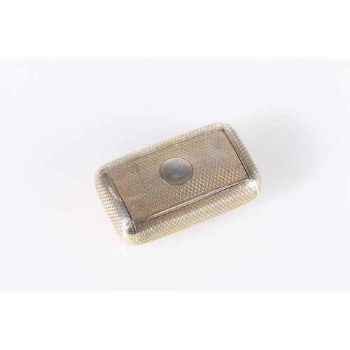 65 - Georgian antique silver gilt snuff box of rounded rectangular form, having recessed hinge, all over ... 