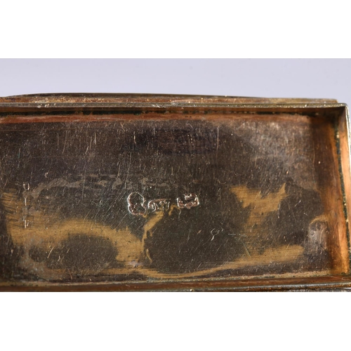 65 - Georgian antique silver gilt snuff box of rounded rectangular form, having recessed hinge, all over ... 