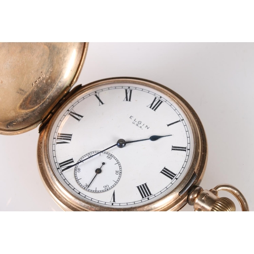 187 - 9ct gold cased full hunter keyless pocket watch by Elgin of the USA, with 17 jewel Elgin movement, s... 