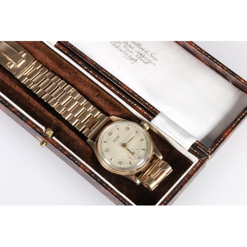 188 - Gents 9ct gold cased wristwatch by Tatton of Edinburgh with 15 jewel movement, on 9ct gold bracelet ... 