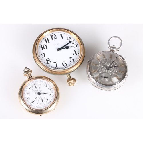 189 - Victorian silver cased open face pocket watch with engraved dial, a Goliath style travel watch by Mo... 