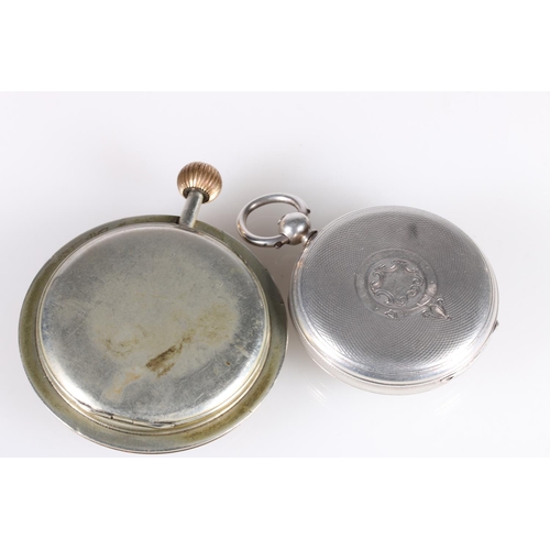 189 - Victorian silver cased open face pocket watch with engraved dial, a Goliath style travel watch by Mo... 