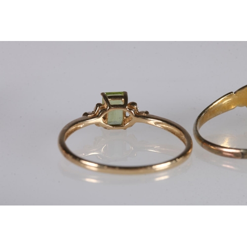 229 - 14ct gold ring set with CZ and green stones, size Q/R, 1.5g, a 9ct Victorian style dress ring set wi... 