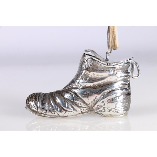 6 - Edward VII silver novelty calendar in the form of a shoe, top and calendar white metal and possible ... 