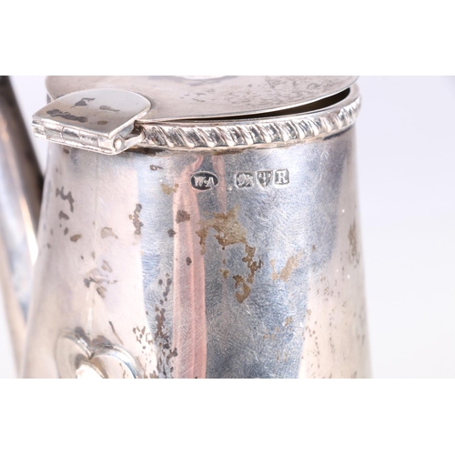 89 - Victorian antique silver hot chocolate pot with feathered rims, by William Aitken, Chester 1900, 270... 