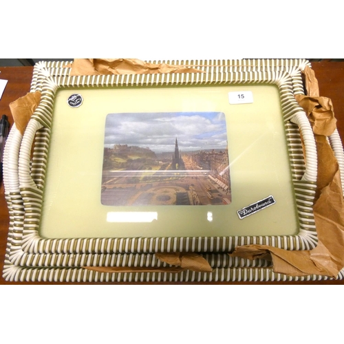 15 - Set of three 1950's vintage trays scenic views.