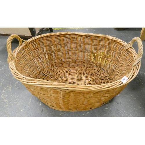 29 - Large vintage wicker log basket.