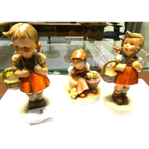 3 - Three vintage Hummel figures.