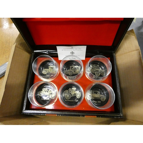 38 - Veteran cars set of six tumblers collection in box.