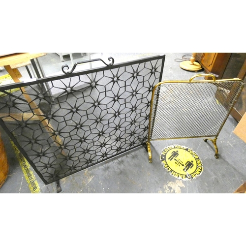 4 - Wrought iron firescreen and another brass.