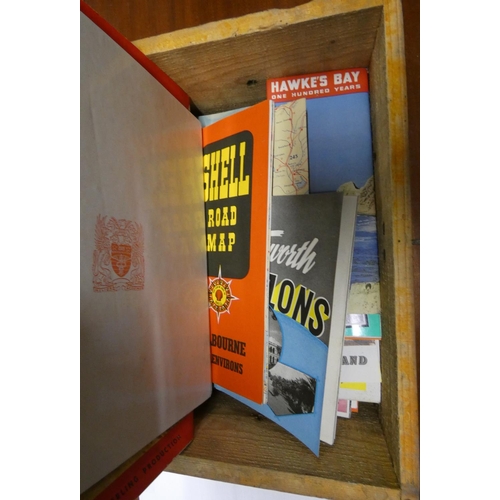 6 - Pitch pine egg box and travel guides.