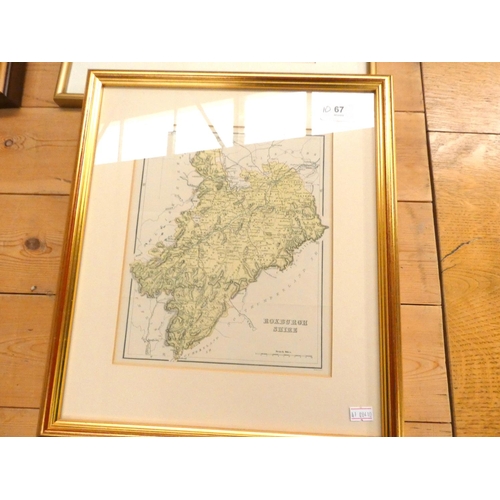 67 - Roxburghshire framed map and print of the Teviot township on the Molineux. (2)