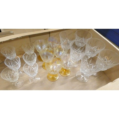 12 - Box of various glassware to include wine glasses.