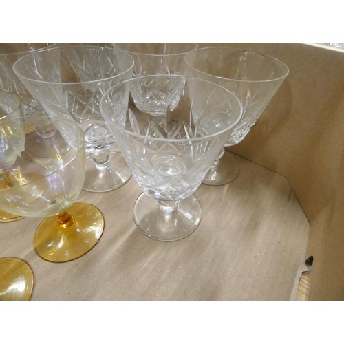 12 - Box of various glassware to include wine glasses.