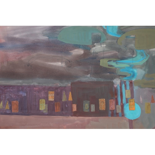 304 - IRENE M HALLIDAY (Scottish b1931) *ARR* Abstract landscape Gouache on paper laid on board, unsigned,... 