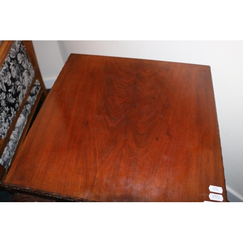 498 - Early 20th century mahogany table in the manner of Gillows, the square top with feather moulded edge... 