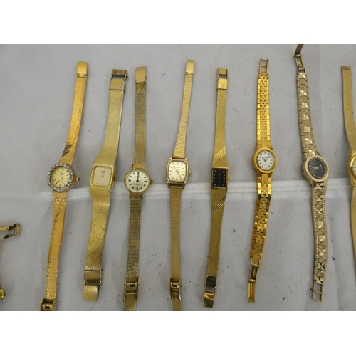 104 - Large bag of ladies bracelet watches to include Rotary, Seiko, Timex, Accurist etc.