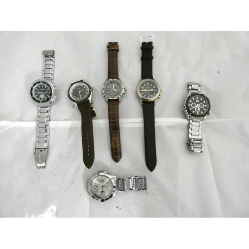 79 - Six large men's modern diver's style watches to include Terner, Marz, Orlando etc.