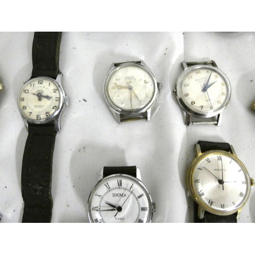 83 - Bag of manual wind watches to include Lucerne, Timex, Sekonda, Aviva, Fero etc.