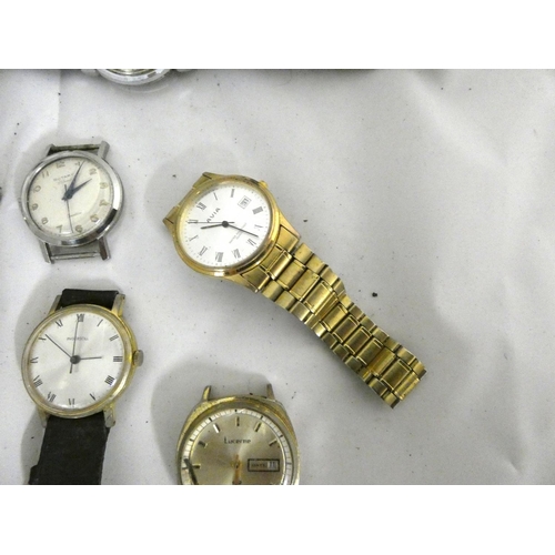 83 - Bag of manual wind watches to include Lucerne, Timex, Sekonda, Aviva, Fero etc.