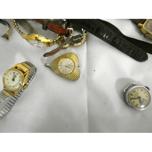 84 - Large bag of ladies manual wind watches to include Timex, Rotary, Tissot etc.