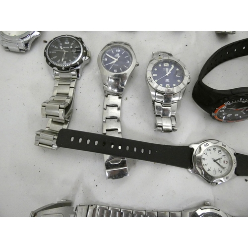 95 - Large bag of men's sports watches to include Ben Sherman, Adidas, Aviva, Ascot etc.