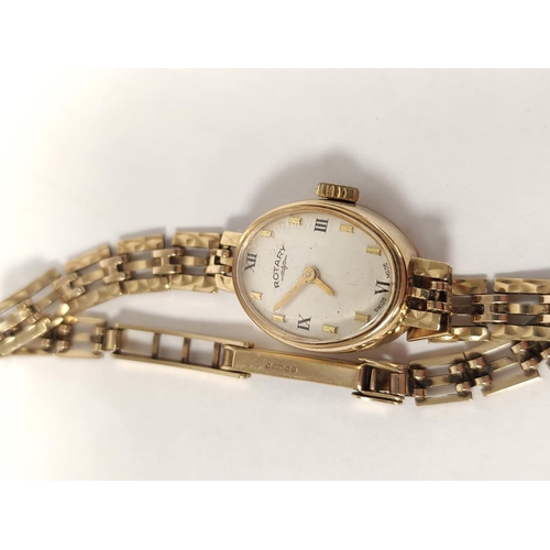 107 - Lady's Rotary 9ct gold bracelet watch 10g excluding movement.