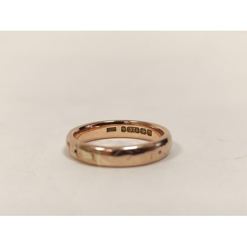 111 - 9ct gold band ring 4.7g. Size 'P½'