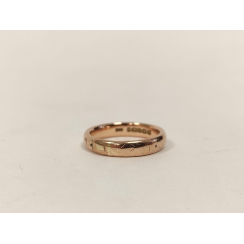 111 - 9ct gold band ring 4.7g. Size 'P½'