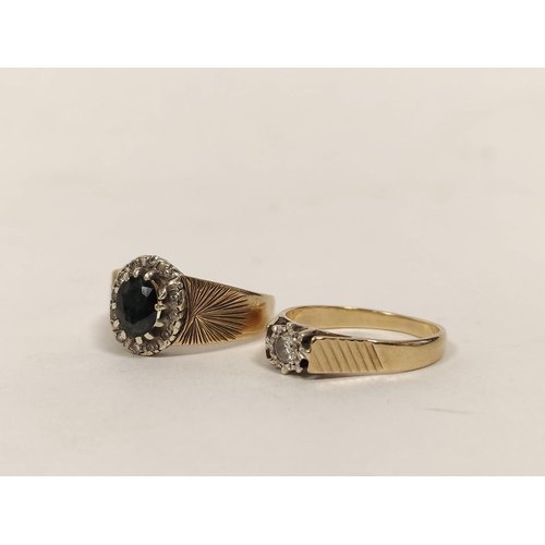 114 - Diamond and sapphire ring and another. 9ct gold. 6g (2)