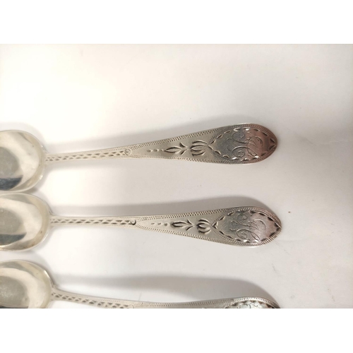 125 - Nineteen Scottish silver tea spoons and two butter knives.