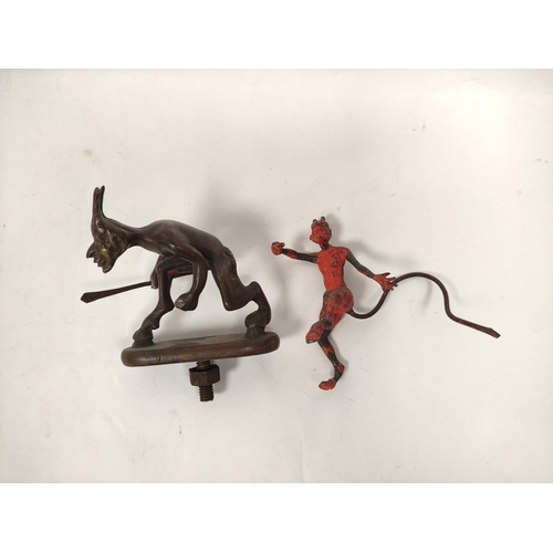 137 - Bronze radiator mascot modelled as an imp, C1920's and a similar figure.