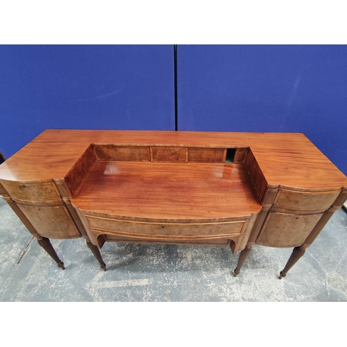 421 - Regency Scottish mahogany sideboard with small sliding doors to the top above a long drawer and deep... 