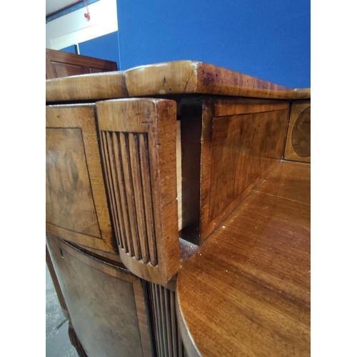 421 - Regency Scottish mahogany sideboard with small sliding doors to the top above a long drawer and deep... 