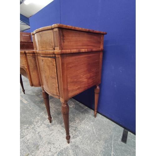 421 - Regency Scottish mahogany sideboard with small sliding doors to the top above a long drawer and deep... 