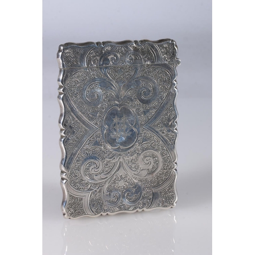 76 - Victorian antique silver card case with all over scrolling foliage decoration, by George Unite, Birm... 