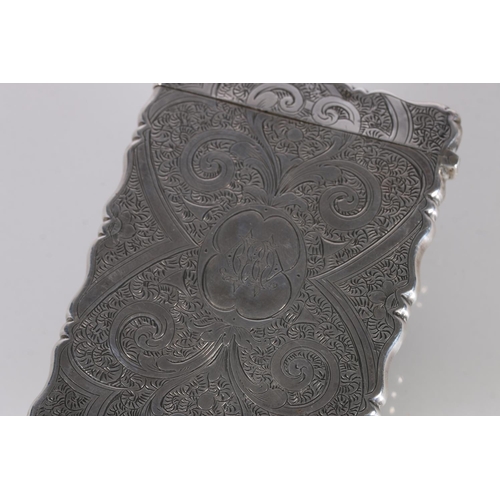 76 - Victorian antique silver card case with all over scrolling foliage decoration, by George Unite, Birm... 