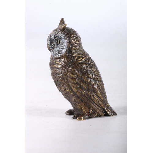 361 - Austrian cast bronze model of an owl, Bergman mark towards the owls foot, 7cm tall. 