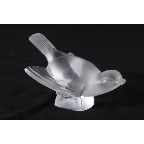 402 - Lalique of France, a frosted glass mascot in the form of a bird, etched 'Lalique France' to the base... 