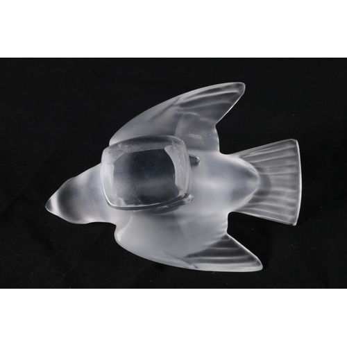 402 - Lalique of France, a frosted glass mascot in the form of a bird, etched 'Lalique France' to the base... 