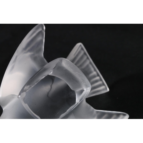 402 - Lalique of France, a frosted glass mascot in the form of a bird, etched 'Lalique France' to the base... 