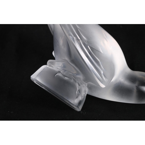 402 - Lalique of France, a frosted glass mascot in the form of a bird, etched 'Lalique France' to the base... 