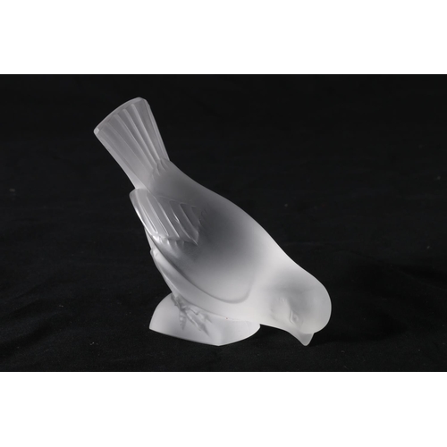 403 - Lalique of France, a frosted glass mascot in the form of a bird, etched 'Lalique France' to the base... 