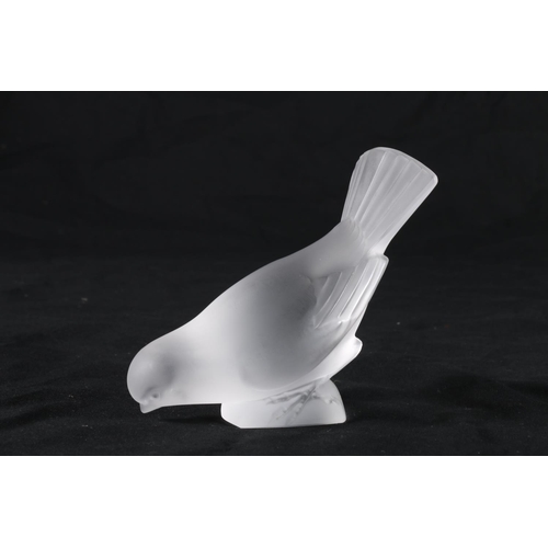 403 - Lalique of France, a frosted glass mascot in the form of a bird, etched 'Lalique France' to the base... 