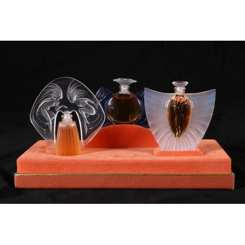 405 - Lalique of France, three frosted glass perfume bottles from the 'Les Introuvables' The Ultimate Coll... 