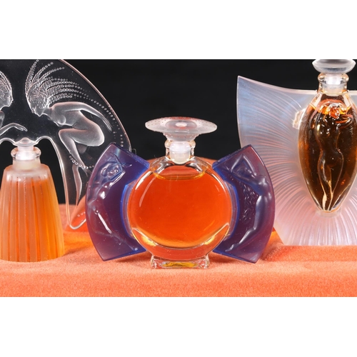 405 - Lalique of France, three frosted glass perfume bottles from the 'Les Introuvables' The Ultimate Coll... 