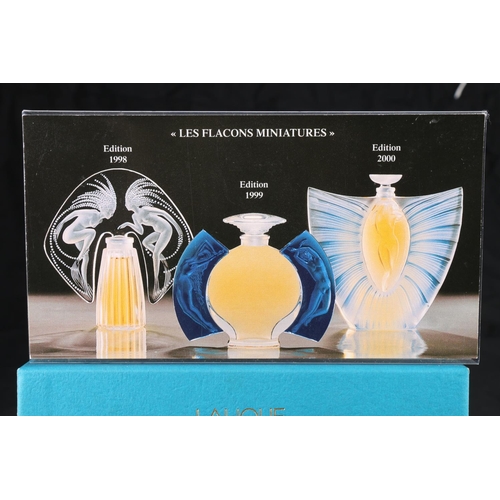 405 - Lalique of France, three frosted glass perfume bottles from the 'Les Introuvables' The Ultimate Coll... 