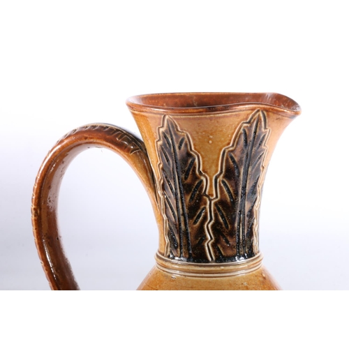 439 - Doulton Lambeth stoneware baluster jug with incised egret and cattail design by Hannah Barlow, impre... 